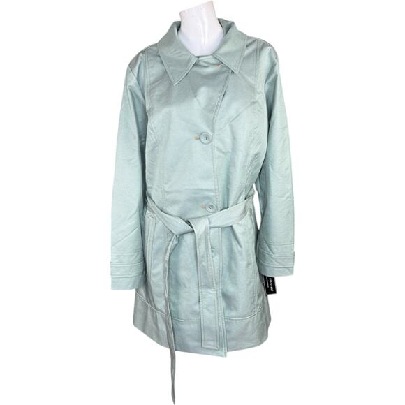 Isaac Mizrahi Live! Water Resistant Trench Coat Lining and Hood Desert Sage XL - Picture 10 of 16